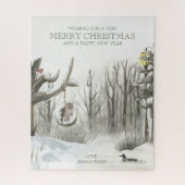 ウッドランド自然オプション文字雪のクリスマス ジグソーパズル (縦)