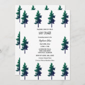 ウッドランド自然ツリー赤ちゃんシャワー男の子2024 招待状 (正面/裏面)