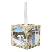 ウッドランド自然パインウマ科のホースPET 3写真 キューブオーナメント (裏面アングル)