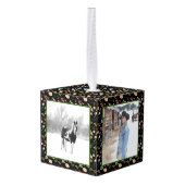 ウッドランド自然パインウマ科のホースPET 4写真 キューブオーナメント (裏面アングル)