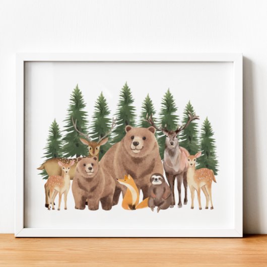 ウッドランド自然野生動物子供部屋デコール ポスター