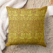 ウッドランド葉金ゴールドラビットウィリアムモリスパターン クッション (ブランケット)