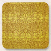 ウッドランド葉金ゴールドラビットウィリアムモリスパターン コースター (正面)