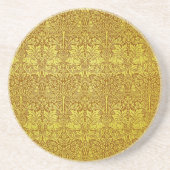 ウッドランド葉金ゴールドラビットウィリアムモリスパターン コースター (正面)