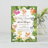 ウッドランド葉、、森林動物の赤ちゃんシャワー 招待状 (スタンド正面)