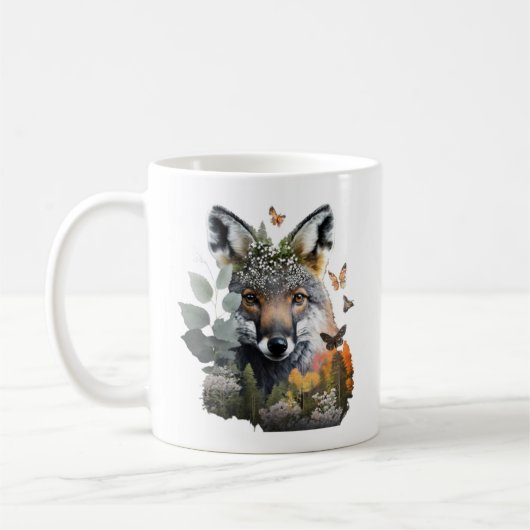 ウッドランド蝶とキツネマグ コーヒーマグカップ (左)