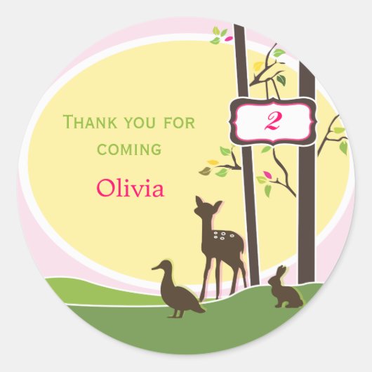 ウッドランド誕生日のお気に入りステッカー ラウンドシール (正面)