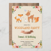 ウッドランド誕生日の招待状 招待状 (正面/裏面)