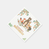 ウッドランド誕生日パーティー動物金ゴールド スタンダードカクテルナプキン (角)