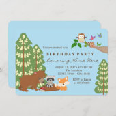 ウッドランド誕生日パーティー 招待状 (正面/裏面)