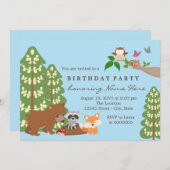 ウッドランド誕生日パーティー 招待状 (正面/裏面)