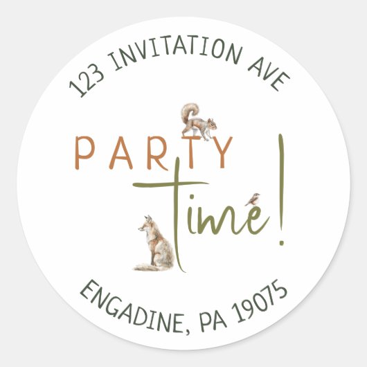 ウッドランド誕生日差出人住所封筒用シール ラウンドシール (正面)