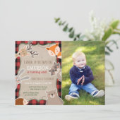 ウッドランド誕生日招待状ルンバージャックキツネベア 招待状 (スタンド正面)