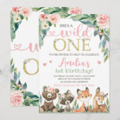 ウッドランド誕生日招待状ワイルドワン招待状 招待状 (正面/裏面)