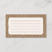 ウッドランド語のアドバイス男の赤ちゃんシャワーカード エンクロージャーカード (裏面)