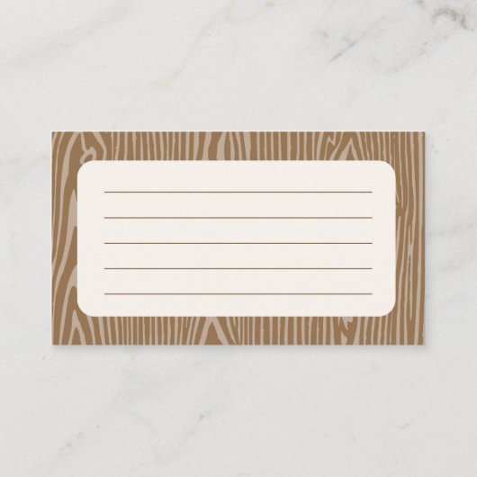 ウッドランド語のアドバイス男の赤ちゃんシャワーカード エンクロージャーカード (裏面)