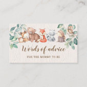 ウッドランド語のアドバイス男の赤ちゃんシャワーカード エンクロージャーカード (正面)