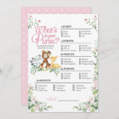 ウッドランド赤ちゃんシャワーあなたの財布のゲームの中にあるものを 招待状 (正面/裏面)