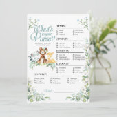 ウッドランド赤ちゃんシャワーあなたの財布のゲームの中にあるものを 招待状 (スタンド正面)