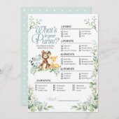 ウッドランド赤ちゃんシャワーあなたの財布のゲームの中にあるものを 招待状 (正面/裏面)