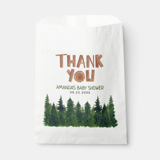ウッドランド赤ちゃんシャワーありがとう フェイバーバッグ (正面)