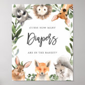 ウッドランド赤ちゃんシャワーいくつオムツのポスター ポスター (正面)