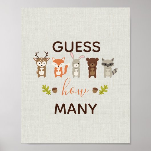 ウッドランド赤ちゃんシャワーいくつサインを推測 ポスター (正面)