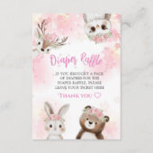 ウッドランド赤ちゃんシャワーおむつガール用ラッフルカード エンクロージャーカード (正面)