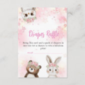 ウッドランド赤ちゃんシャワーおむつガール用ラッフルカード エンクロージャーカード (正面)