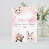 ウッドランド赤ちゃんシャワーおむつガール用ラッフルカード エンクロージャーカード (スタンド正面)