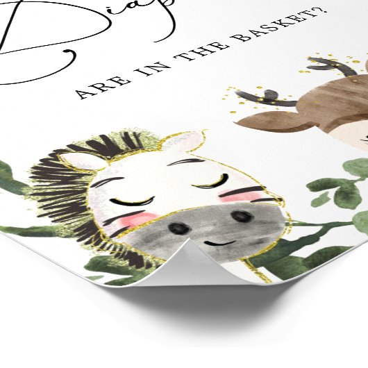 ウッドランド赤ちゃんシャワーおむつサインの数を推測 ポスター (角)