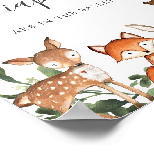 ウッドランド赤ちゃんシャワーおむつサインの数を推測 ポスター (角)