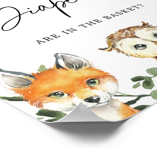 ウッドランド赤ちゃんシャワーおむつサインの数を推測 ポスター (角)