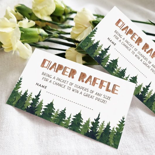 ウッドランド赤ちゃんシャワーおむつラッフルエンクロージャカード エンクロージャーカード