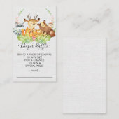 ウッドランド赤ちゃんシャワーおむつラッフルチケット エンクロージャーカード (正面/裏面)