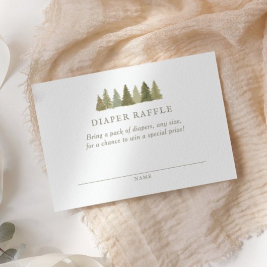 ウッドランド赤ちゃんシャワーおむつラッフルチケット エンクロージャーカード