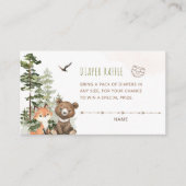 ウッドランド赤ちゃんシャワーおむつラッフルチケット エンクロージャーカード (正面)