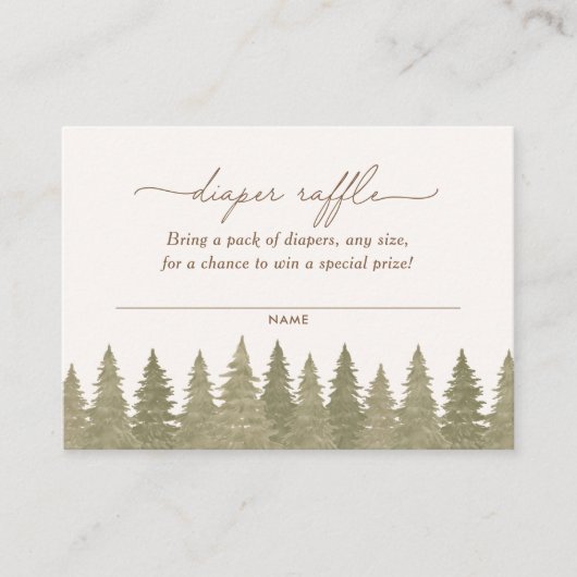 ウッドランド赤ちゃんシャワーおむつラッフル エンクロージャーカード (正面)