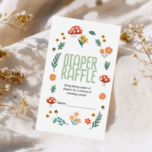 ウッドランド赤ちゃんシャワーおむつラッフル エンクロージャーカード