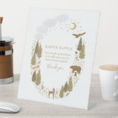 ウッドランド赤ちゃんシャワーおむつラッフル 台座サイン (インサイチュ)