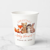 ウッドランド赤ちゃんシャワーかわいい動物の水色 紙コップ (正面)