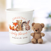 ウッドランド赤ちゃんシャワーかわいい動物の水色 紙コップ