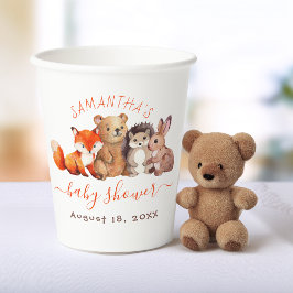 ウッドランド赤ちゃんシャワーかわいい動物の水色 紙コップ