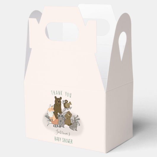 ウッドランド赤ちゃんシャワーかわいい森林動物ありがとう フェイバーボックス (オープン)