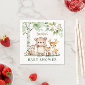 ウッドランド赤ちゃんシャワーかわいい森林動物紙 スタンダードカクテルナプキン (インサイチュ)