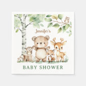 ウッドランド赤ちゃんシャワーかわいい森林動物紙 スタンダードカクテルナプキン (正面)