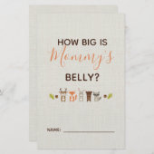 ウッドランド赤ちゃんシャワーどのように大きいママの腹ゲーム (正面/裏面)