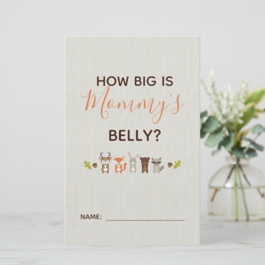 ウッドランド赤ちゃんシャワーどのように大きいママの腹ゲーム (スタンド正面)