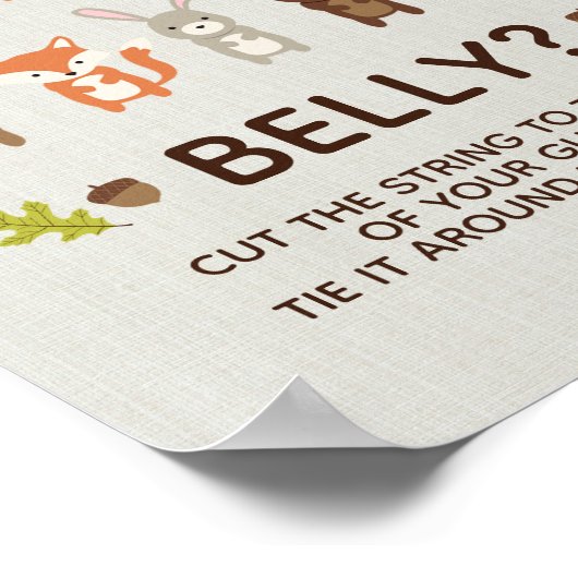 ウッドランド赤ちゃんシャワーどのように大きいママの腹ゲーム ポスター (角)