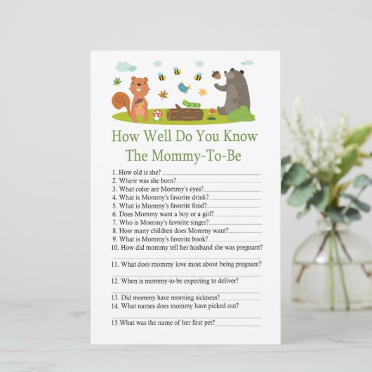 ウッドランド赤ちゃんシャワーのゲームをどれだけ知っているか (スタンド正面)